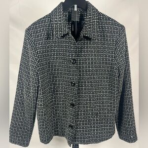Briggs New York Tweed Jacket Black White Button Front Size Medium